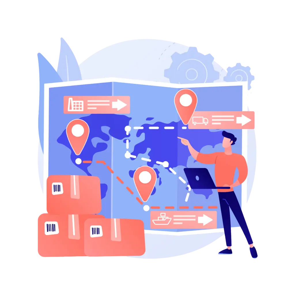 A team of professionals managing global cargo routes around a digital globe, illustrating the role of a reliable logistics partner in international shipping.